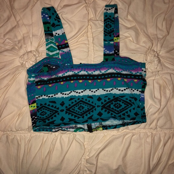 Aztec bustier zip up crop top - Picture 3 of 3